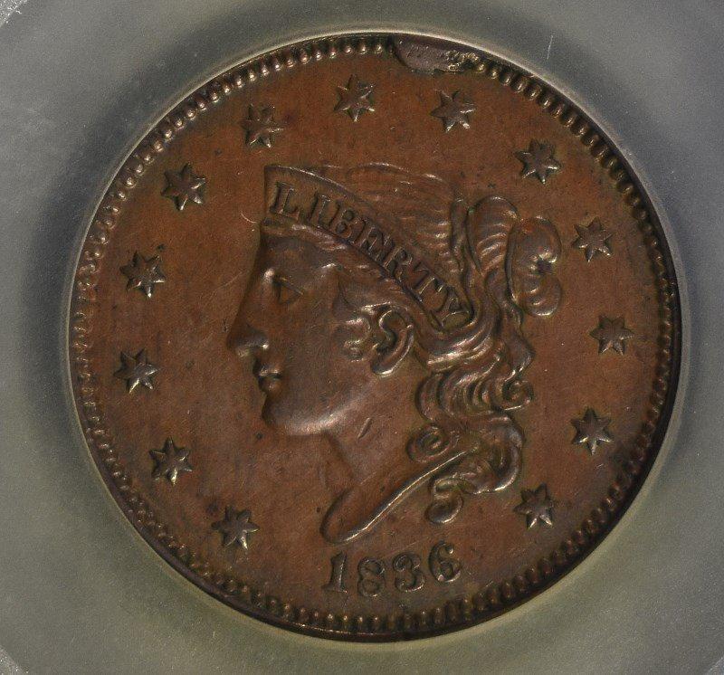 1836 LARGE CENT N-6 BN SEGS AU