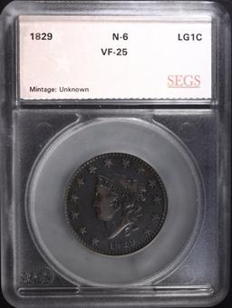 1829 LARGE CENT N-6 SEGS VF