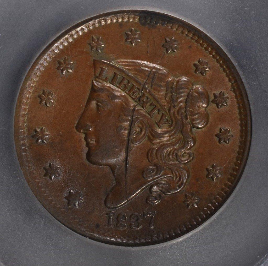 1837 LARGE CENT N-9 BN SEGS AU+