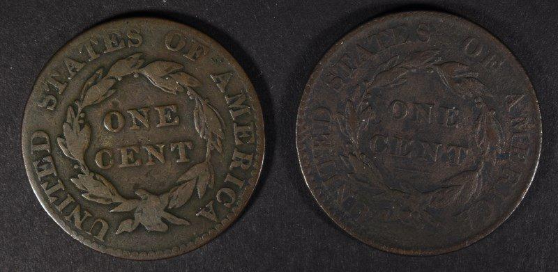 1819 FINE & 1821 VG+ LARGE CENTS