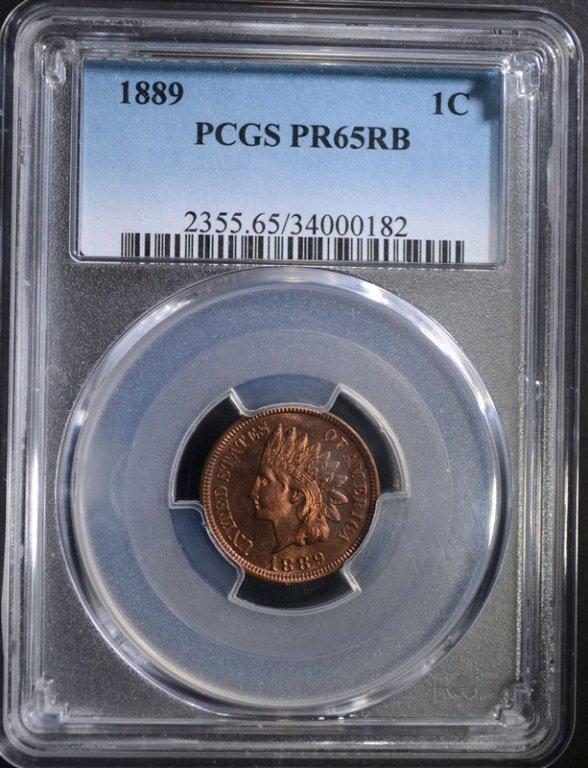 1889 INDIAN CENT PCGS PR-65RB