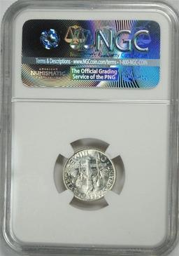 1961 ROOSEVELT DIME, NGC MS-65 FT