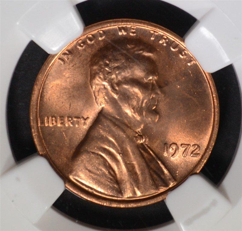 1972 DDO LINCOLN CENT NGC MS 65 RD