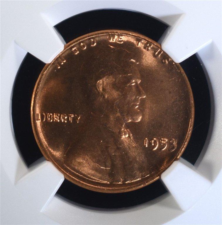1953 LINCOLN CENT, NGC MS-66 RED