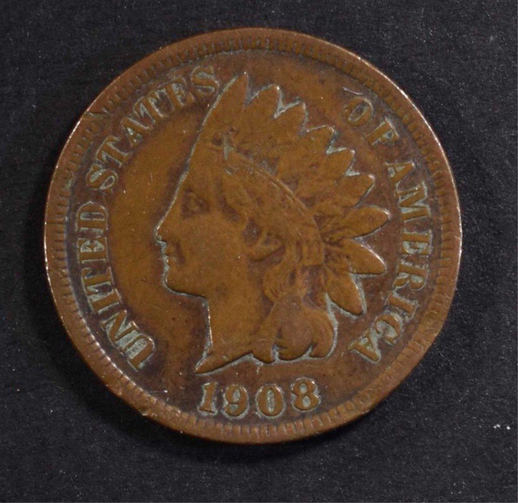 1908-S INDIAN HEAD CENT, FINE  KEY DATE