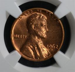 1962-D LINCOLN CENT NGC MS66 RD