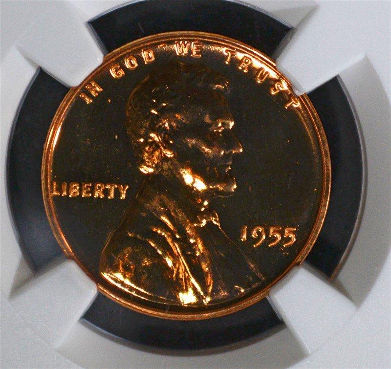 1955 LINCOLN CENT NGC PF68 RD