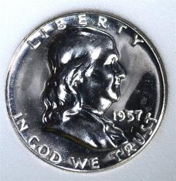 1957 FRANKLIN HALF DOLLAR, EMGC SUPERB GEM PR