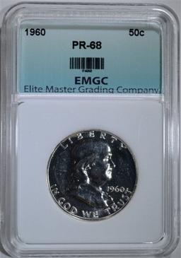 1960 FRANKLIN HALF DOLLAR, EMGC SUPERB GEM PR