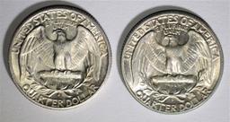 1943-S & 1949-D WASHINGTON QUARTERS, CH BU