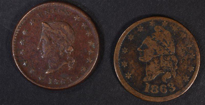 2-PATRIOTIC CIVIL WAR TOKENS