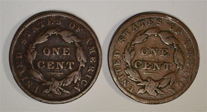 2-1837 LARGE CENTS: 1-VG & 1-VG/FINE