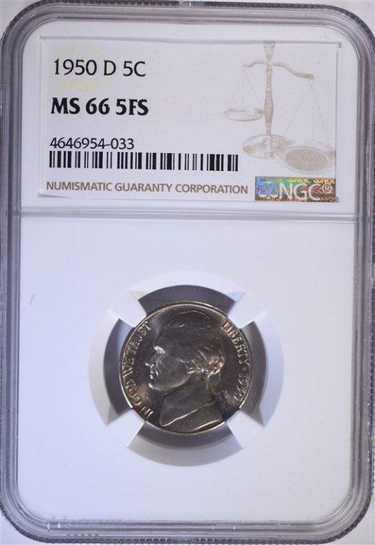 1950-D JEFFERSON NICKEL NGC MS66 5FS