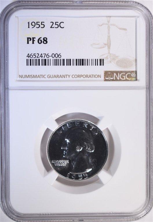 1955 WASHINGTON QUARTER, NGC PF-68