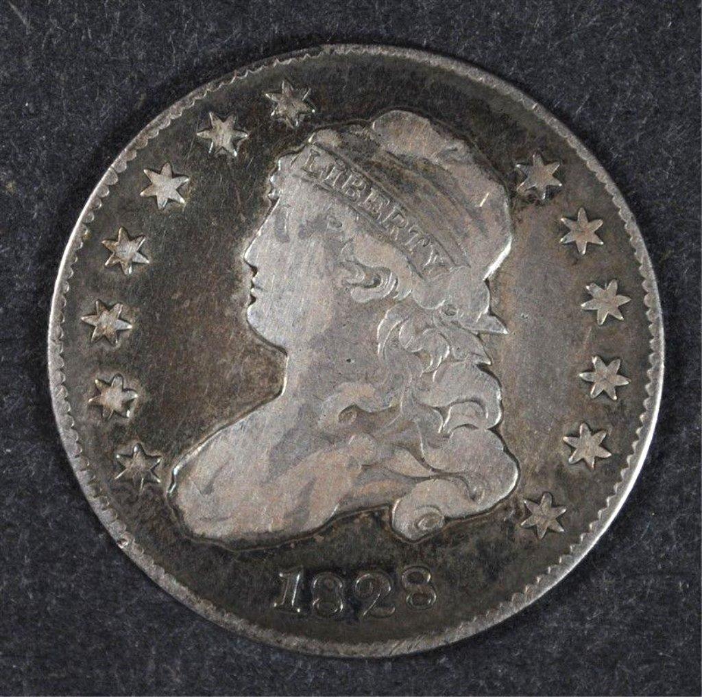 1828 BUST QUARTER, VF/XF -NICE COLOR