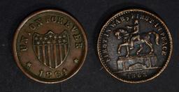 2-PATRIOTIC CIVIL WAR TOKENS