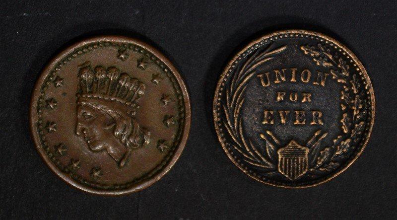 2-PATRIOTIC CIVIL WAR TOKENS