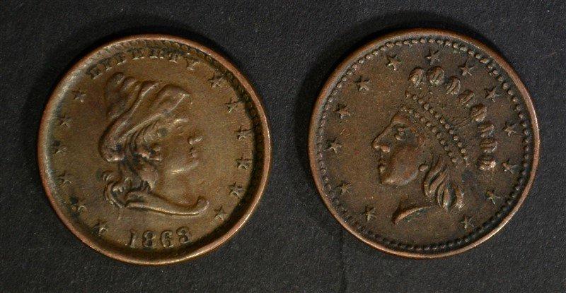 2-PATRIOTIC CIVIL WAR TOKENS