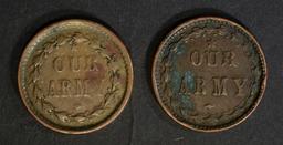 2-PATRIOTIC CIVIL WAR TOKENS