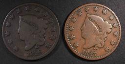 1826 & 1827 LARGE CENTS, VG+ KEY DATES