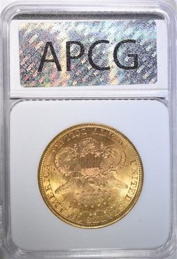 1895 $20.00 GOLD LIBERTY, APCG CH/GEM BU