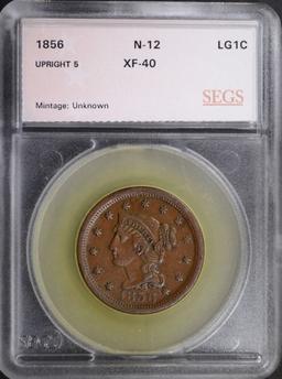 1856 LARGE CENT N-12 SEGS XF