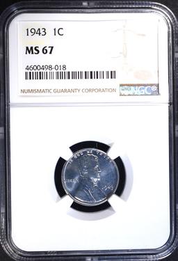 1943 LINCOLN “STEEL” CENT, NGC MS-67