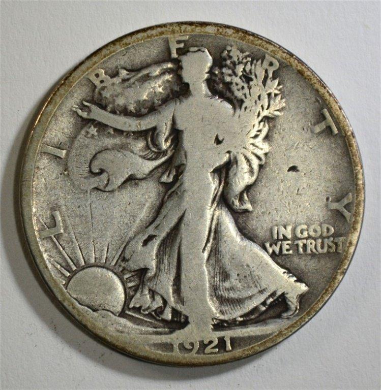 1921 WALKING LIBERTY HALF DOLLAR, VG