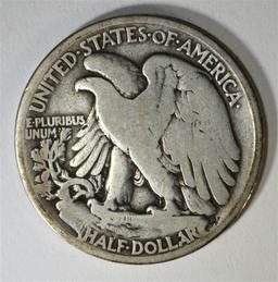 1921 WALKING LIBERTY HALF DOLLAR, VG