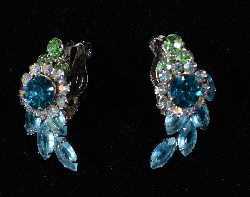 BLUE & GREEN RHINESTONE VINTAGE