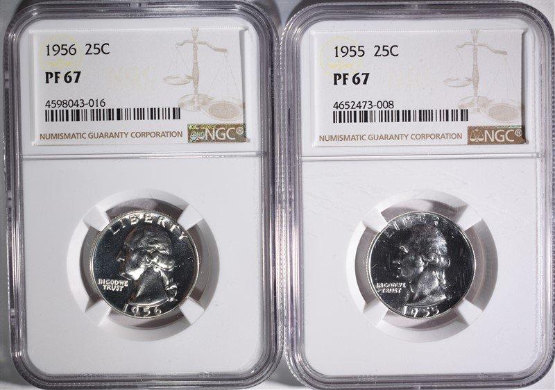 1955 & 1956 WASHINGTON QTR NGC PF67