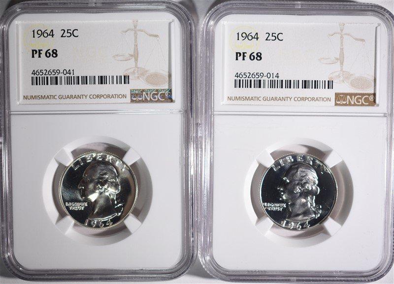 2 - 1964 WASHINGTON QTRS NGC PF68