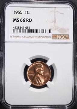 1955 LINCOLN CENT, NGC MS-66 RED