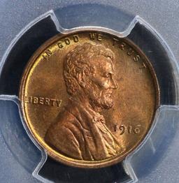 1916 LINCOLN CENT, PCGS MS-65 RED