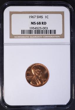 1967 SMS LINCOLN CENT, NGC MS-68 RED