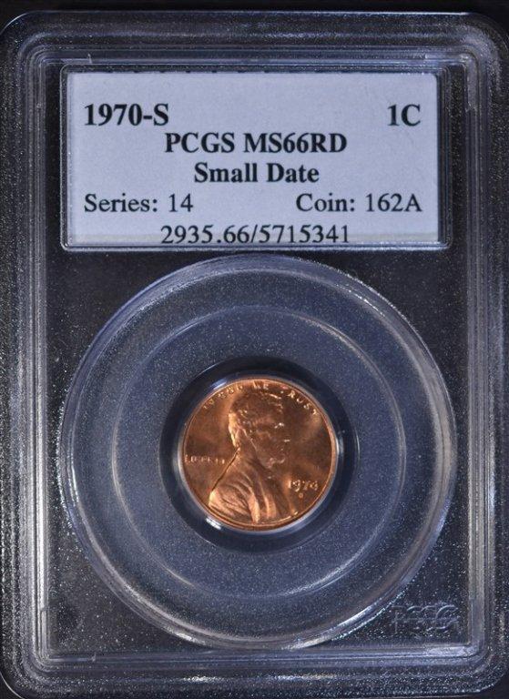 1970-S SMALL DATE LINCOLN CENT, PCGS MS-66 RED