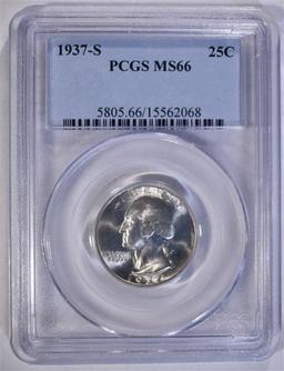 1937-S WASHINGTON QUARTER, PCGS MS-66 BLAST WHITE