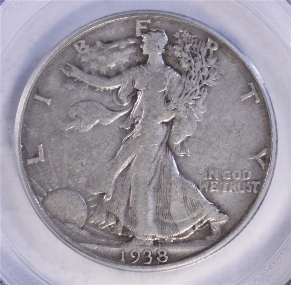 1938-D WALKING LIBERTY HALF DOLLAR, PCGS VF-25