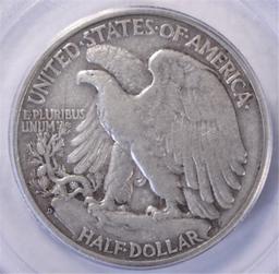 1938-D WALKING LIBERTY HALF DOLLAR, PCGS VF-25