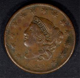 1833 LARGE CENT N-1 VF+