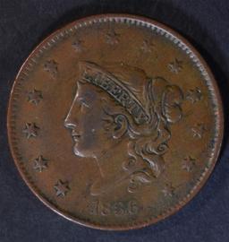 1836 LARGE CENT N-5 XF