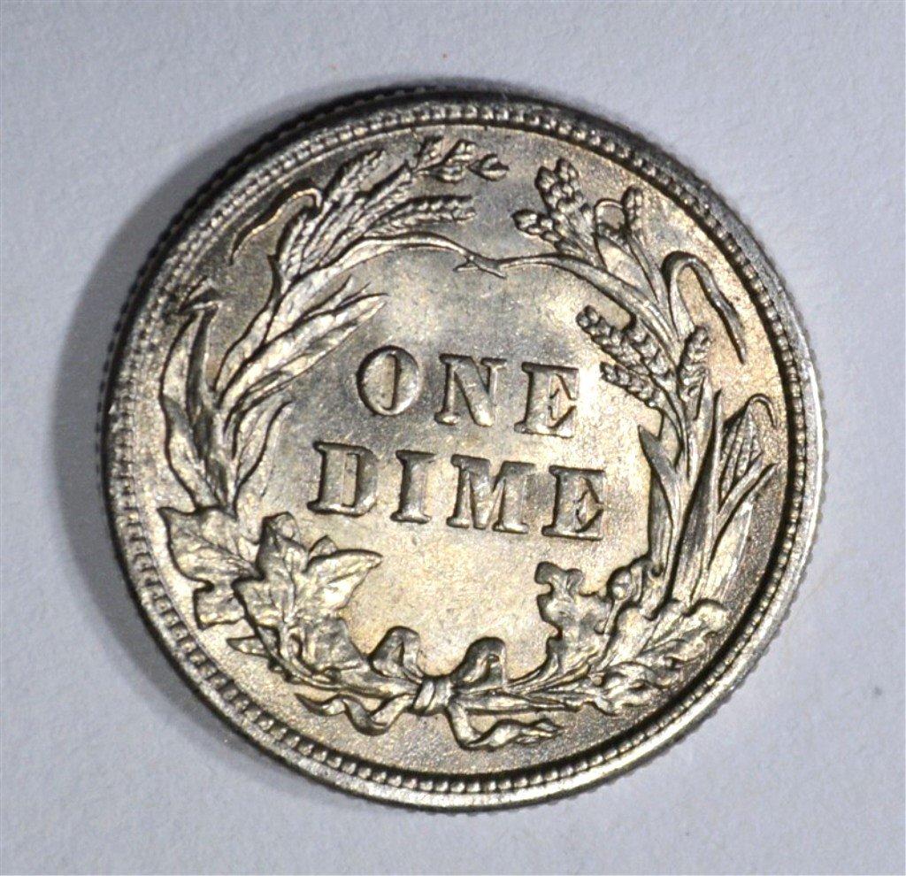 1914 BARBER DIME, CH BU++ NICE