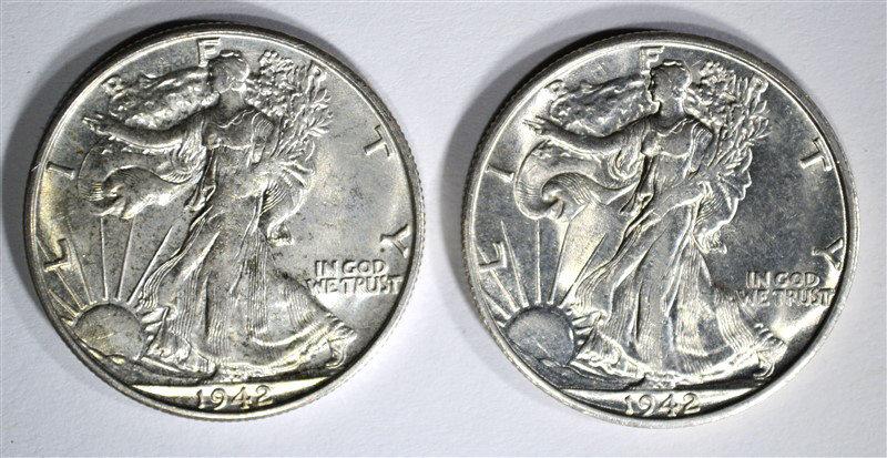 2 - 1942-S WALKING LIBERTY HALF DOLLARS