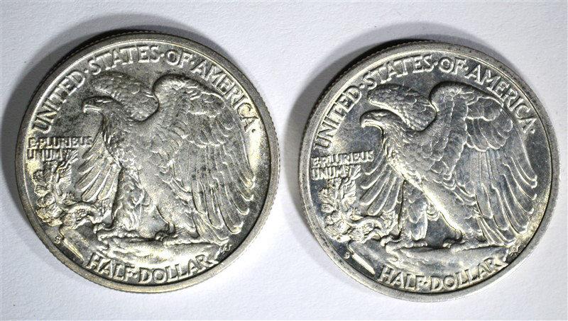 2 - 1942-S WALKING LIBERTY HALF DOLLARS