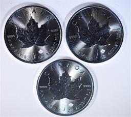 3-BU 2016 CANADA SILVER MAPLE LEAF COINS