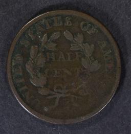 1806 DRAPED BUST HALF CENT, FINE