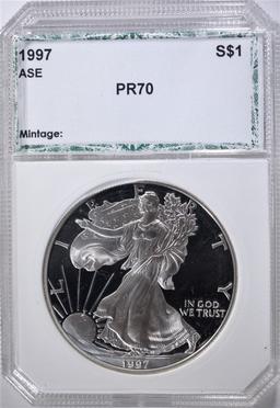 1997-P SILVER EAGLE, PCI PERFECT GEM PROOF