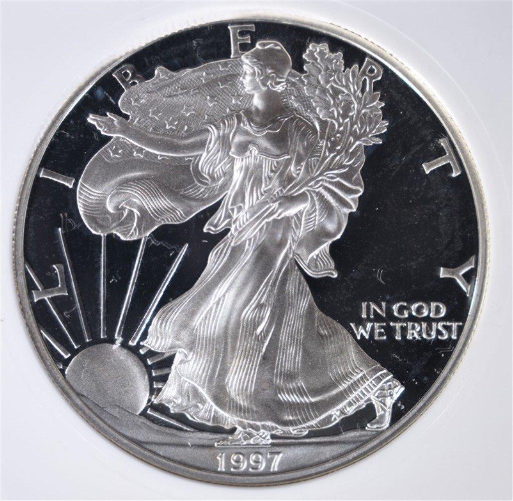 1997-P SILVER EAGLE, PCI PERFECT GEM PROOF