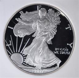 2007-W AMERICAN SILVER EAGLE, PCI PERFECT GEM PR