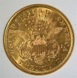 1876-CC $20.00 GOLD LIBERTY, WHSG BU